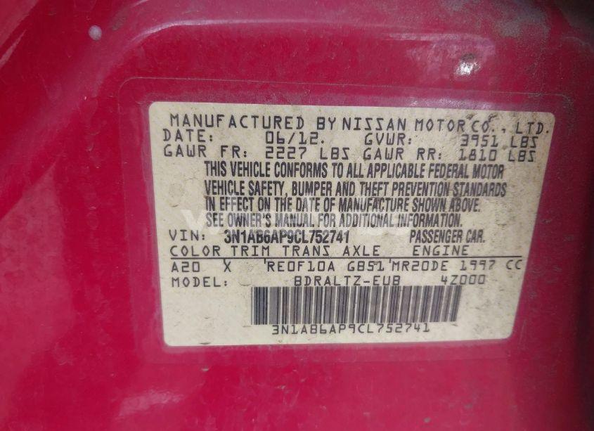 Photo 9 of 2012 Nissan Sentra 2.0 SR (VIN 3N1AB6AP9CL752741)