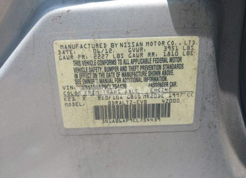 Photo 9 of 2012 Nissan Sentra 2.0 SR (VIN 3N1AB6AP9CL754439)