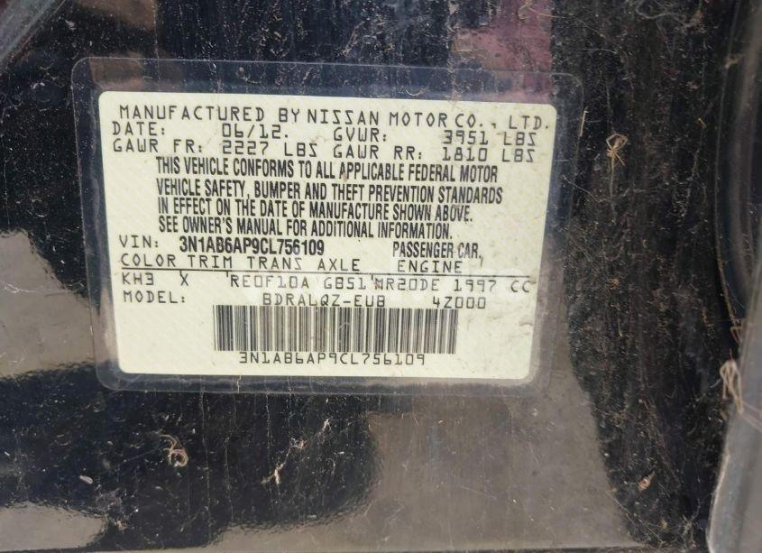 Photo 9 of 2012 Nissan Sentra 2.0 (VIN 3N1AB6AP9CL756109)