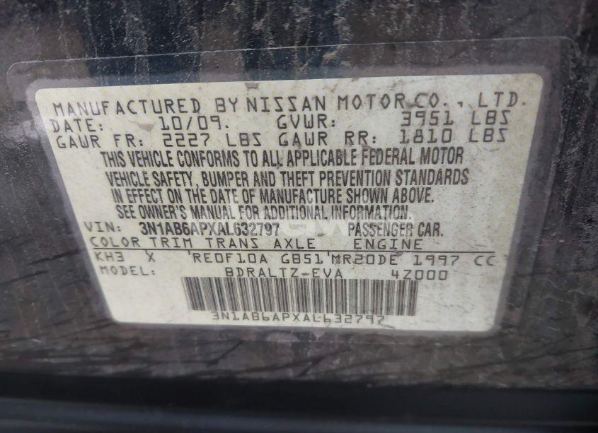 Photo 9 of 2010 Nissan Sentra 2.0SR (VIN 3N1AB6APXAL632797)