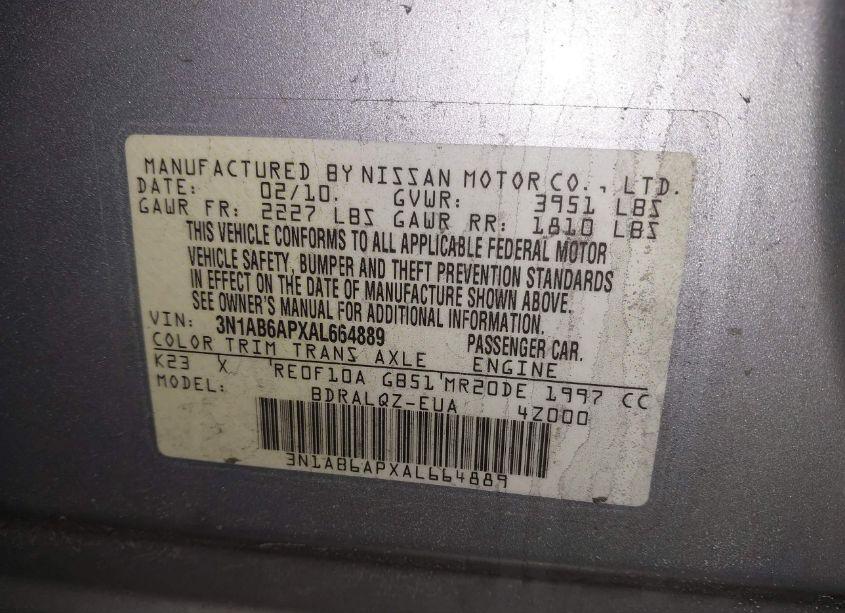 Photo 9 of 2010 Nissan Sentra 2.0 (VIN 3N1AB6APXAL664889)