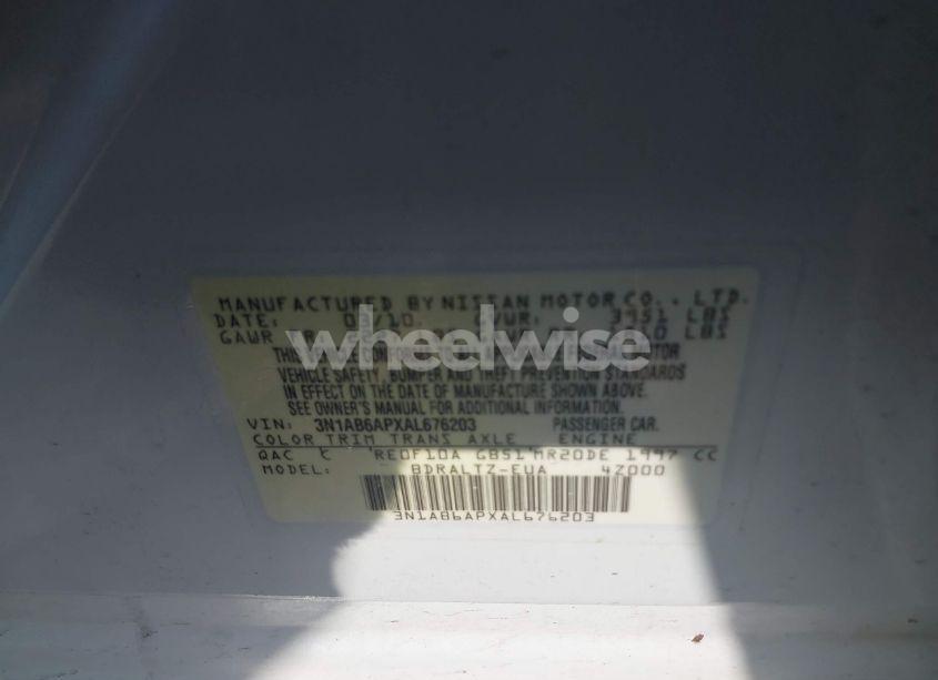 Photo 9 of 2010 Nissan Sentra 2.0S (VIN 3N1AB6APXAL676203)