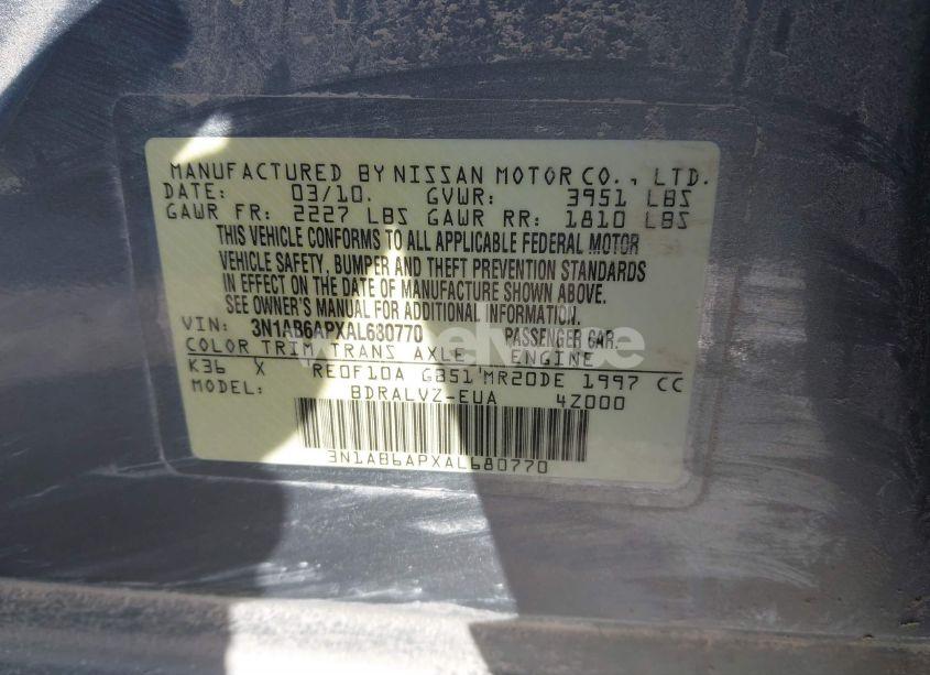 Photo 9 of 2010 Nissan Sentra 2.0SL (VIN 3N1AB6APXAL680770)