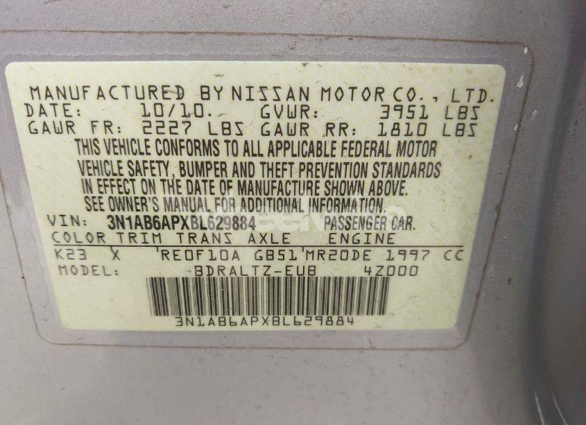 Photo 9 of 2011 Nissan Sentra 2.0SR (VIN 3N1AB6APXBL629884)