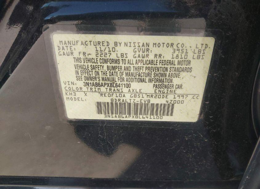 Photo 9 of 2011 Nissan Sentra 2.0SR (VIN 3N1AB6APXBL641100)