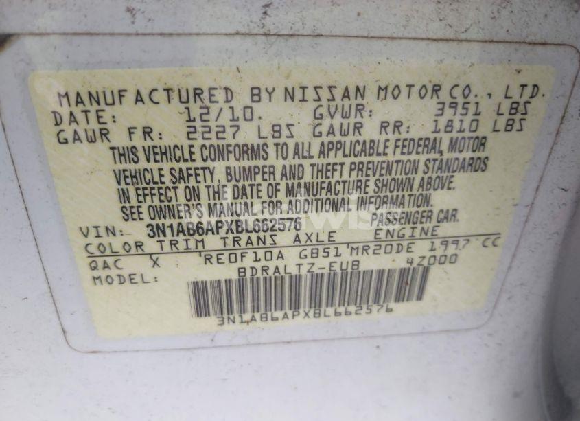 Photo 9 of 2011 Nissan Sentra 2.0S (VIN 3N1AB6APXBL662576)