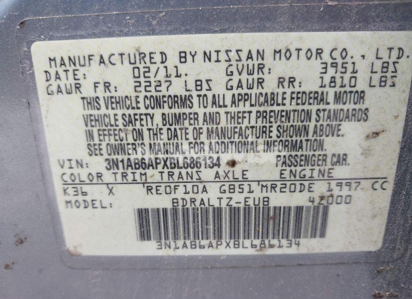 Photo 9 of 2011 Nissan Sentra 2.0S (VIN 3N1AB6APXBL686134)