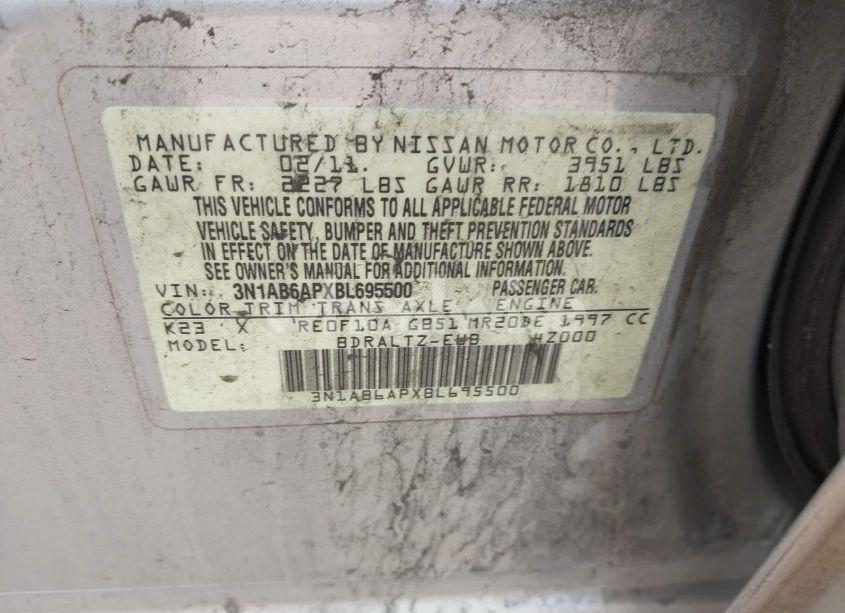 Photo 9 of 2011 Nissan Sentra 2.0S (VIN 3N1AB6APXBL695500)