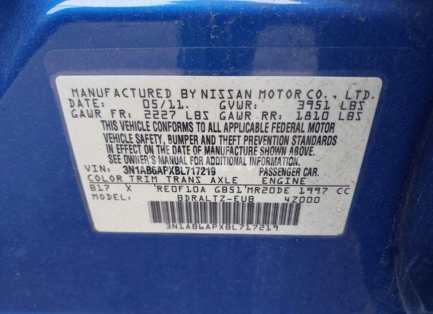 Photo 9 of 2011 Nissan Sentra 2.0SR (VIN 3N1AB6APXBL717219)