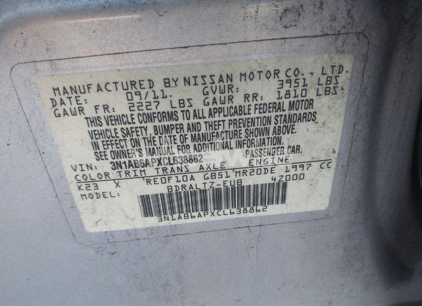 Photo 9 of 2012 Nissan Sentra 2.0 SR (VIN 3N1AB6APXCL638862)