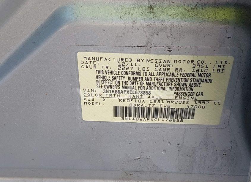 Photo 9 of 2012 Nissan Sentra 2.0 SR (VIN 3N1AB6APXCL678858)