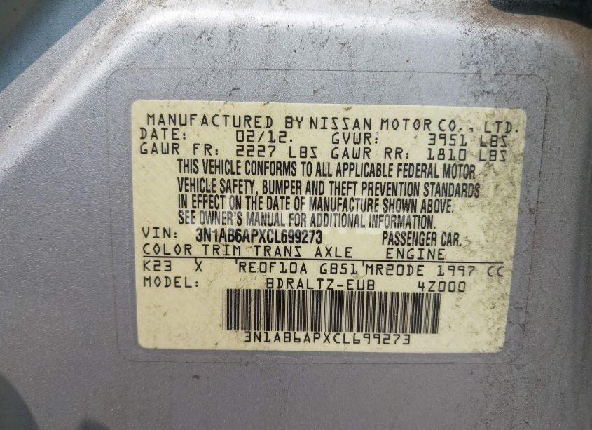 Photo 9 of 2012 Nissan Sentra 2.0 S (VIN 3N1AB6APXCL699273)