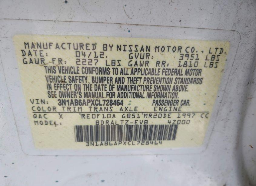 Photo 9 of 2012 Nissan Sentra 2.0 SR (VIN 3N1AB6APXCL728464)