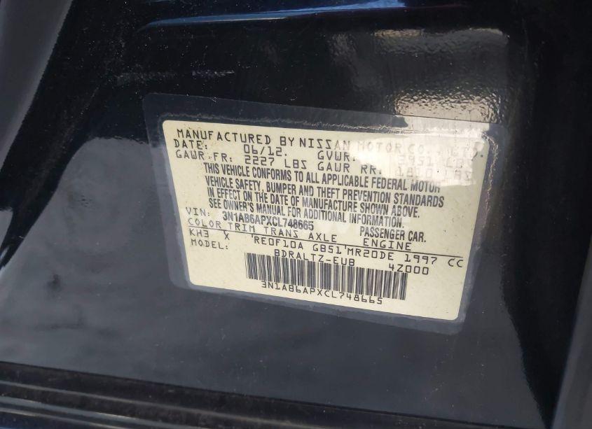 Photo 9 of 2012 Nissan Sentra (VIN 3N1AB6APXCL748665)