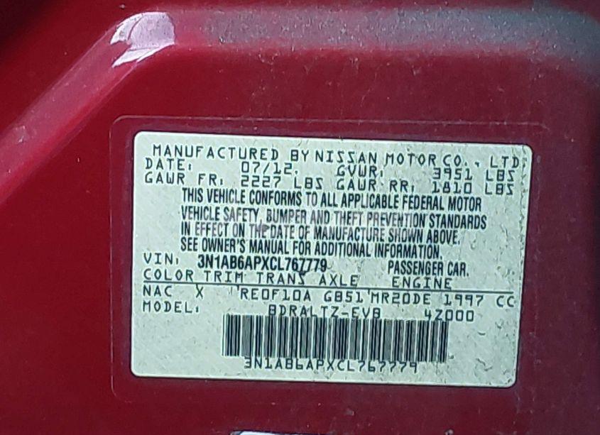 Photo 9 of 2012 Nissan Sentra 2.0 S (VIN 3N1AB6APXCL767779)