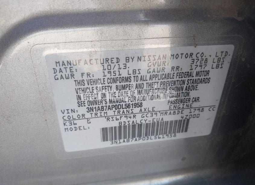 Photo 9 of 2013 Nissan Sentra S (VIN 3N1AB7AP0DL561958)