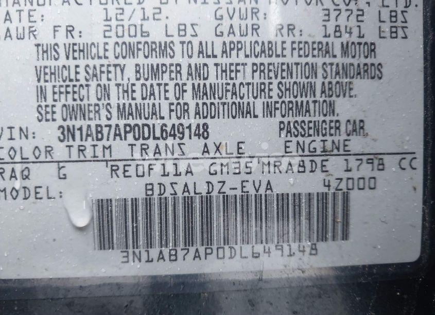 Photo 9 of 2013 Nissan Sentra SV (VIN 3N1AB7AP0DL649148)