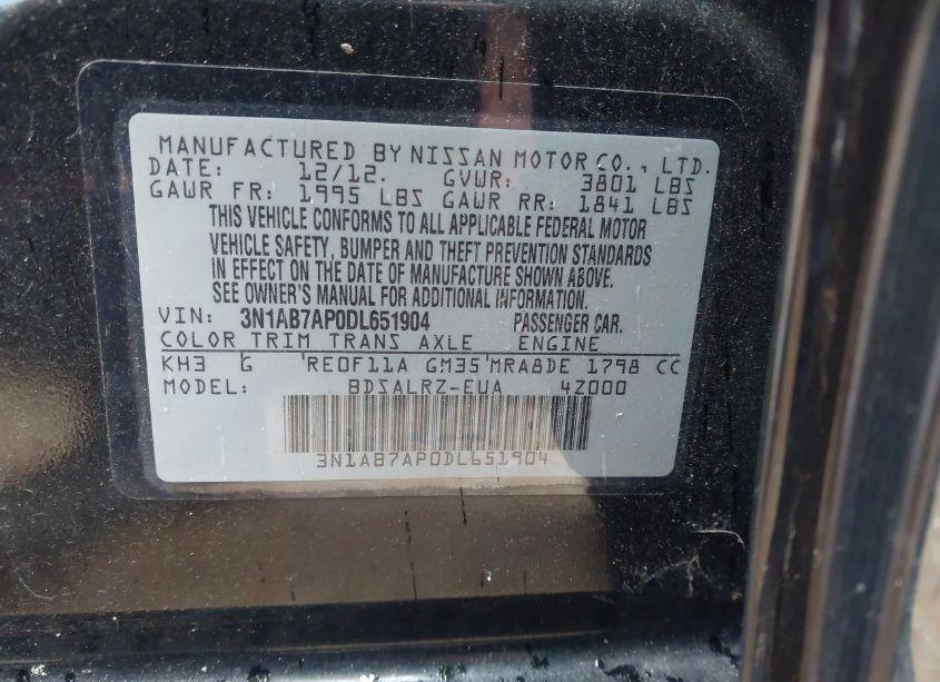 Photo 9 of 2013 Nissan Sentra SR (VIN 3N1AB7AP0DL651904)