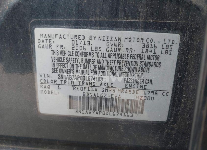 Photo 9 of 2013 Nissan Sentra SL (VIN 3N1AB7AP0DL674163)