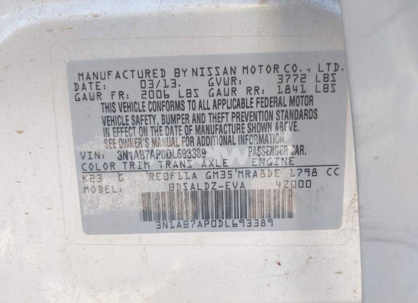 Photo 9 of 2013 Nissan Sentra SV (VIN 3N1AB7AP0DL693389)