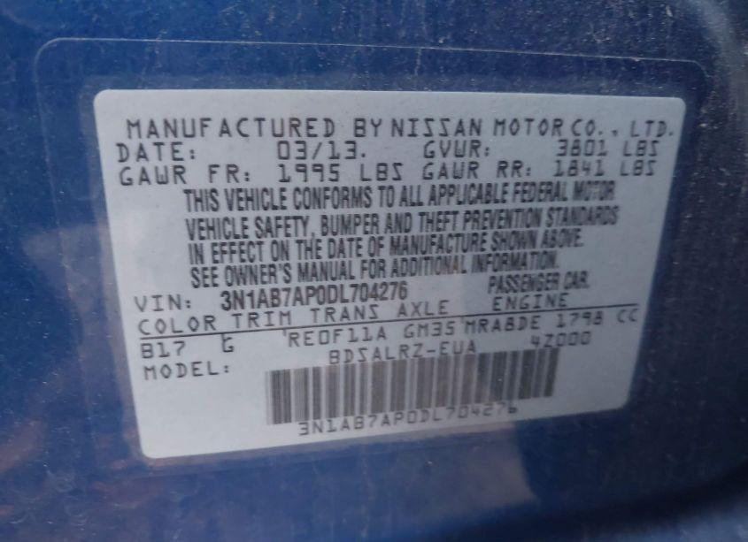 Photo 9 of 2013 Nissan Sentra SR (VIN 3N1AB7AP0DL704276)