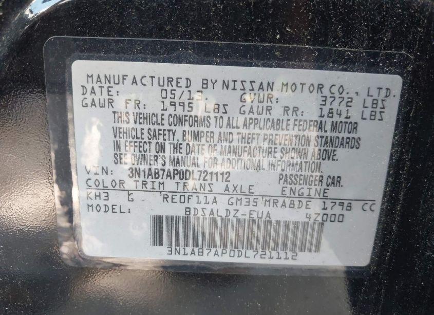 Photo 9 of 2013 Nissan Sentra SV (VIN 3N1AB7AP0DL721112)