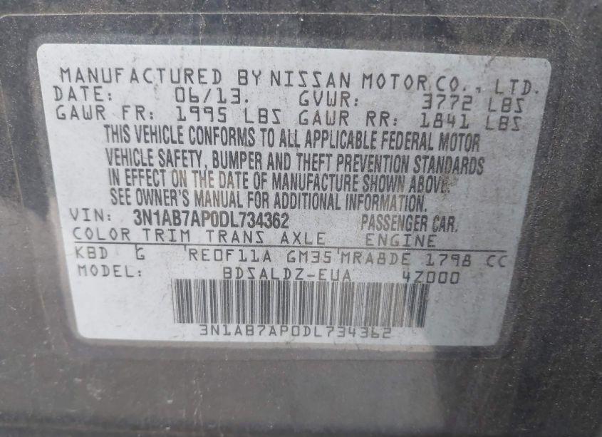 Photo 9 of 2013 Nissan Sentra SV (VIN 3N1AB7AP0DL734362)