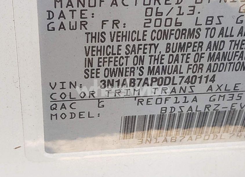 Photo 9 of 2013 Nissan Sentra SR (VIN 3N1AB7AP0DL740114)