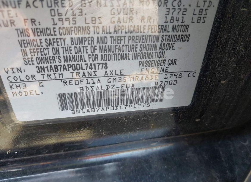 Photo 9 of 2013 Nissan Sentra SV (VIN 3N1AB7AP0DL741778)