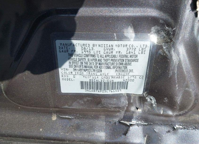 Photo 9 of 2013 Nissan Sentra SV (VIN 3N1AB7AP0DL761559)