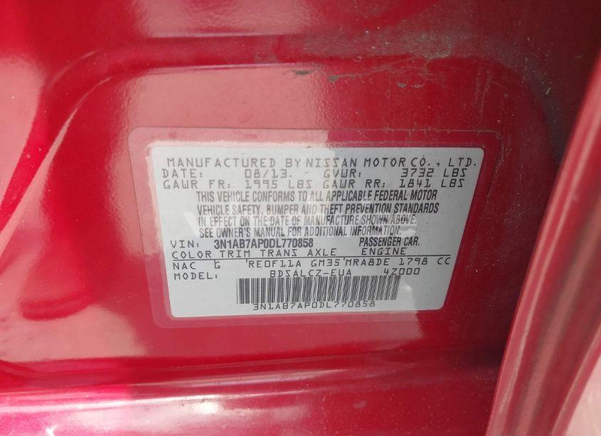 Photo 9 of 2013 Nissan Sentra S (VIN 3N1AB7AP0DL770858)