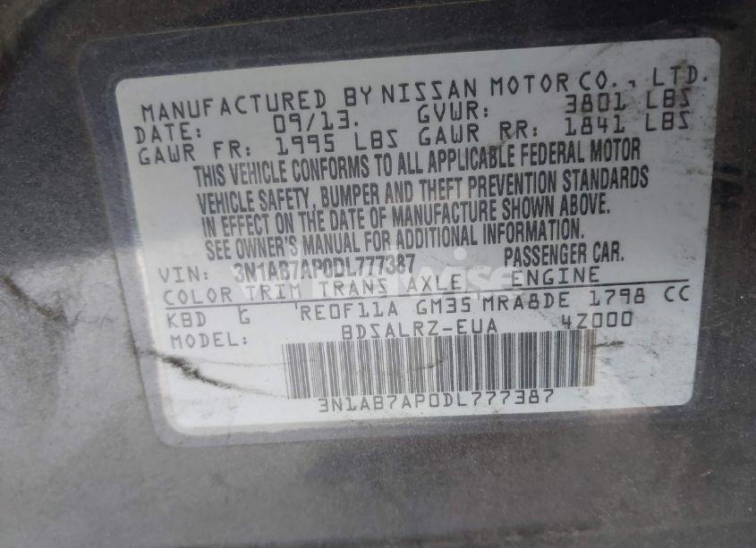 Photo 9 of 2013 Nissan Sentra SR (VIN 3N1AB7AP0DL777387)