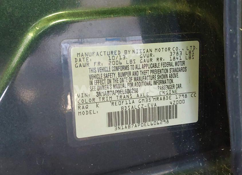 Photo 9 of 2014 Nissan Sentra S/SV/SR/SL (VIN 3N1AB7AP0EL606298)