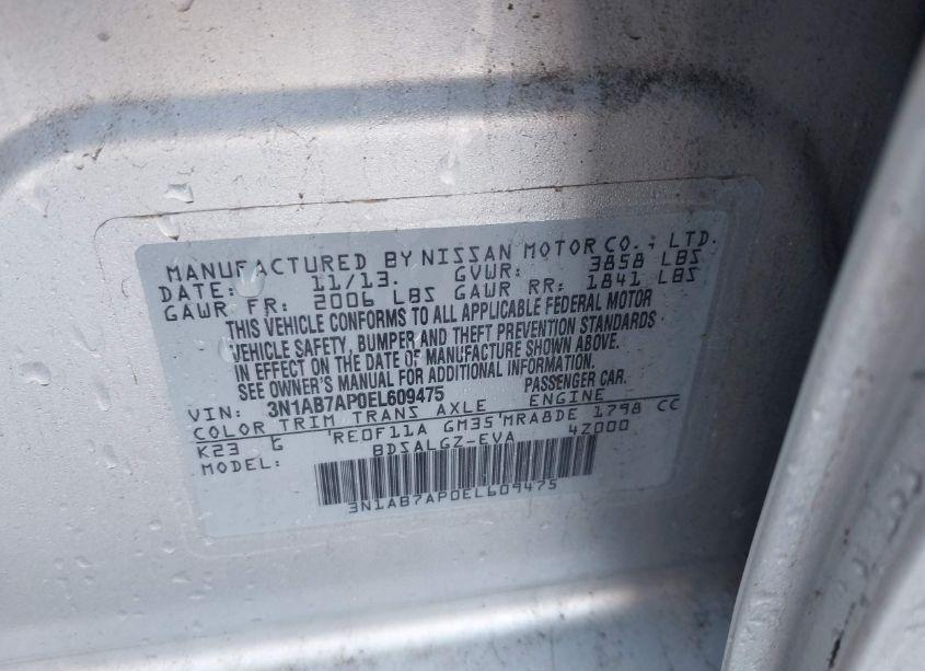 Photo 9 of 2014 Nissan Sentra SL (VIN 3N1AB7AP0EL609475)