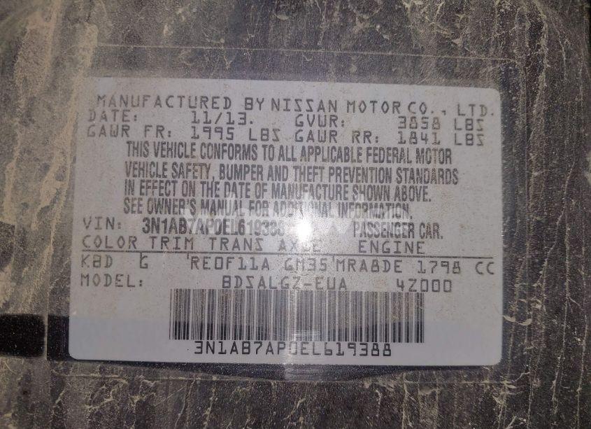 Photo 9 of 2014 Nissan Sentra SL (VIN 3N1AB7AP0EL619388)