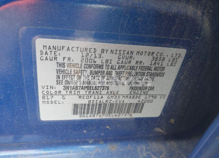 Photo 9 of 2014 Nissan Sentra SR (VIN 3N1AB7AP0EL627376)