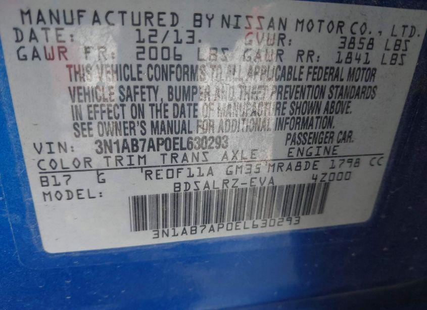 Photo 9 of 2014 Nissan Sentra SR (VIN 3N1AB7AP0EL630293)