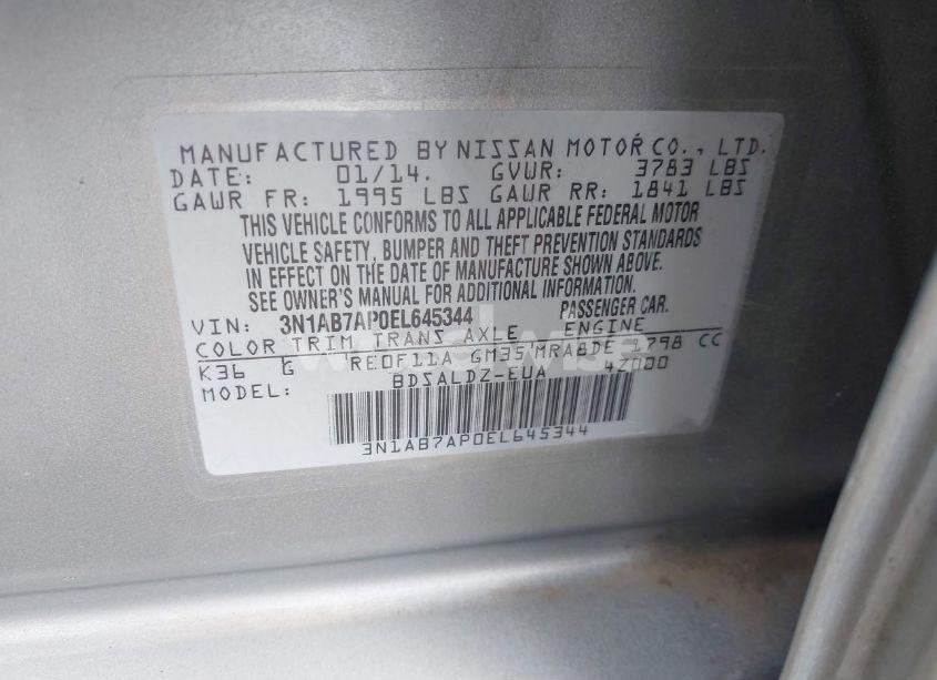 Photo 9 of 2014 Nissan Sentra FE+ S/FE+ SV/S/SL/SR/SV (VIN 3N1AB7AP0EL645344)