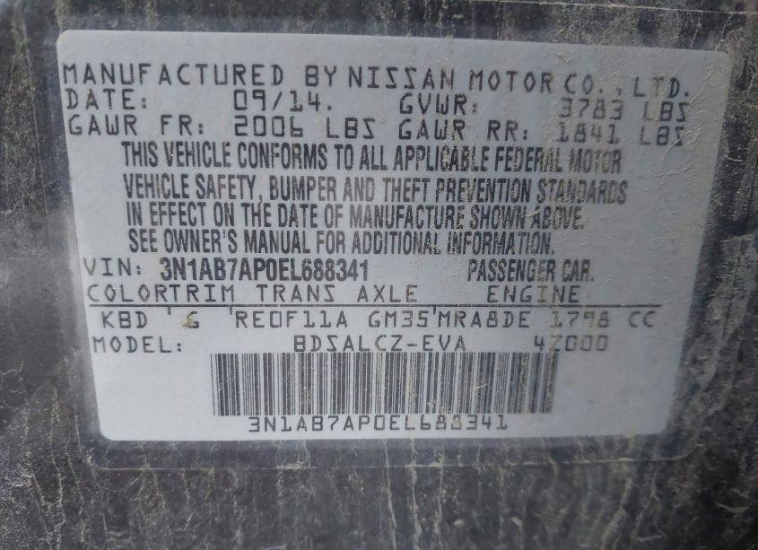 Photo 9 of 2014 Nissan Sentra S (VIN 3N1AB7AP0EL688341)