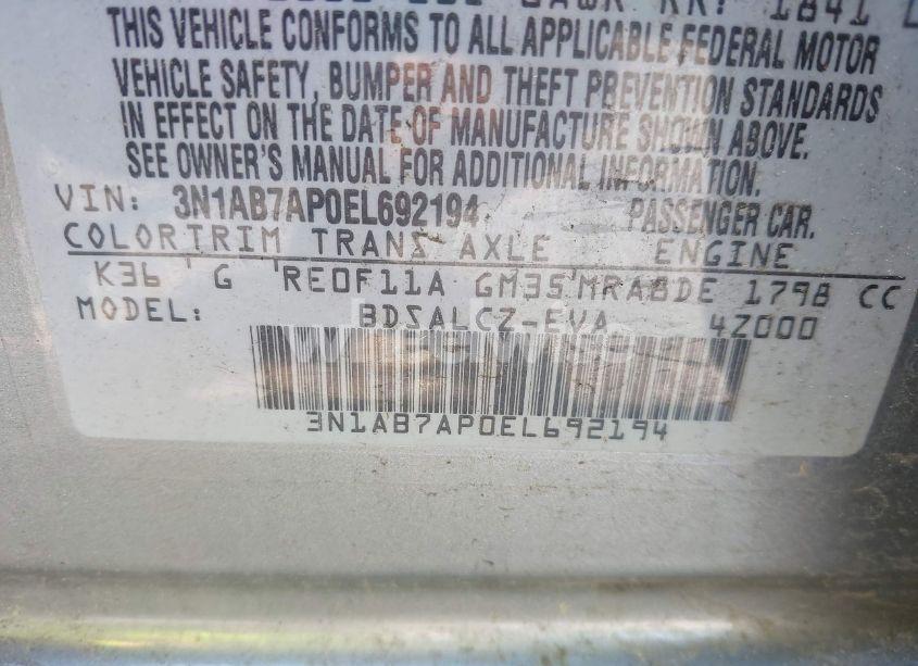 Photo 9 of 2014 Nissan Sentra S (VIN 3N1AB7AP0EL692194)