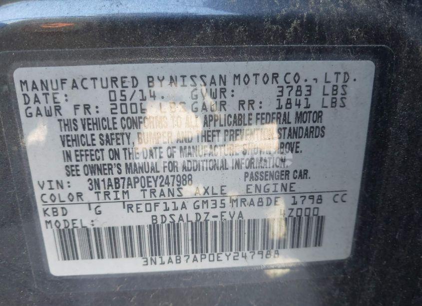 Photo 9 of 2014 Nissan Sentra SV (VIN 3N1AB7AP0EY247988)