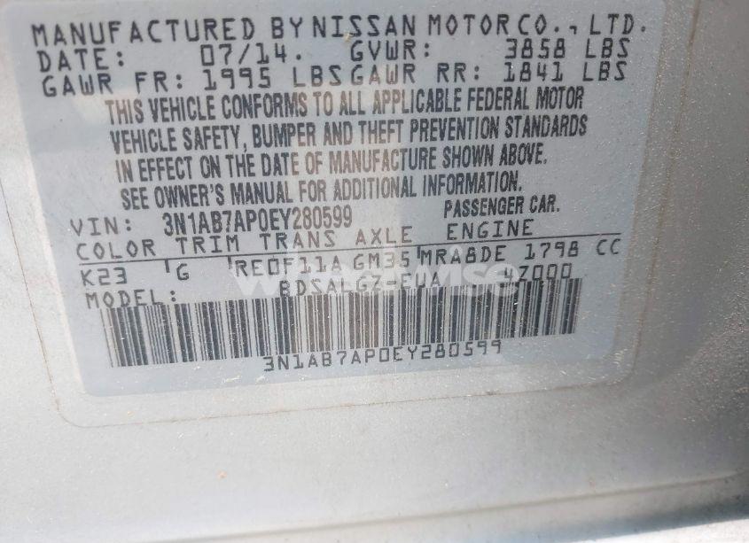 Photo 9 of 2014 Nissan Sentra SL (VIN 3N1AB7AP0EY280599)