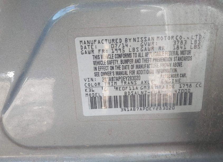 Photo 9 of 2014 Nissan Sentra FE+ SV (VIN 3N1AB7AP0EY283020)