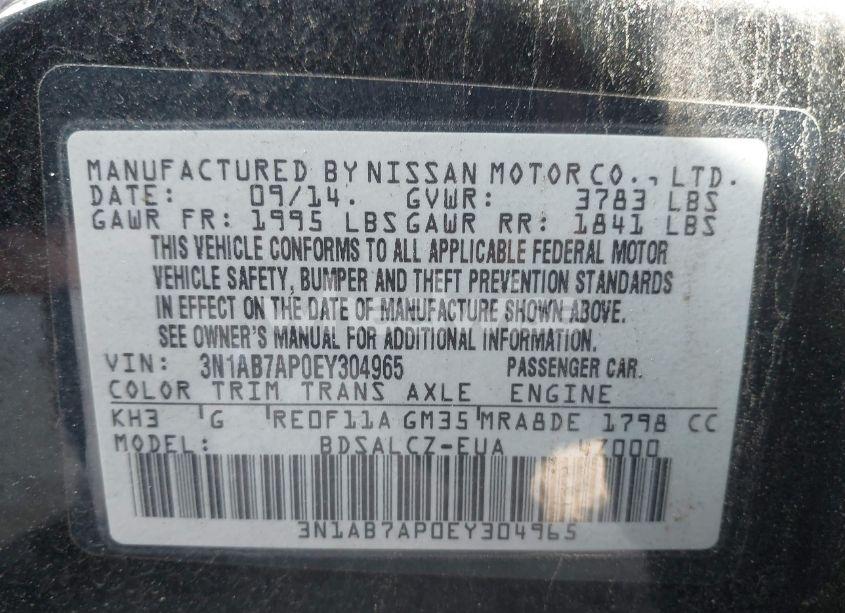 Photo 9 of 2014 Nissan Sentra FE+ S (VIN 3N1AB7AP0EY304965)