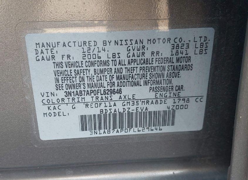 Photo 9 of 2015 Nissan Sentra SV (VIN 3N1AB7AP0FL629646)