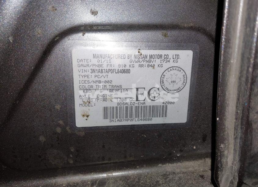 Photo 9 of 2015 Nissan Sentra FE+ S/S/SL/SR/SV (VIN 3N1AB7AP0FL640680)