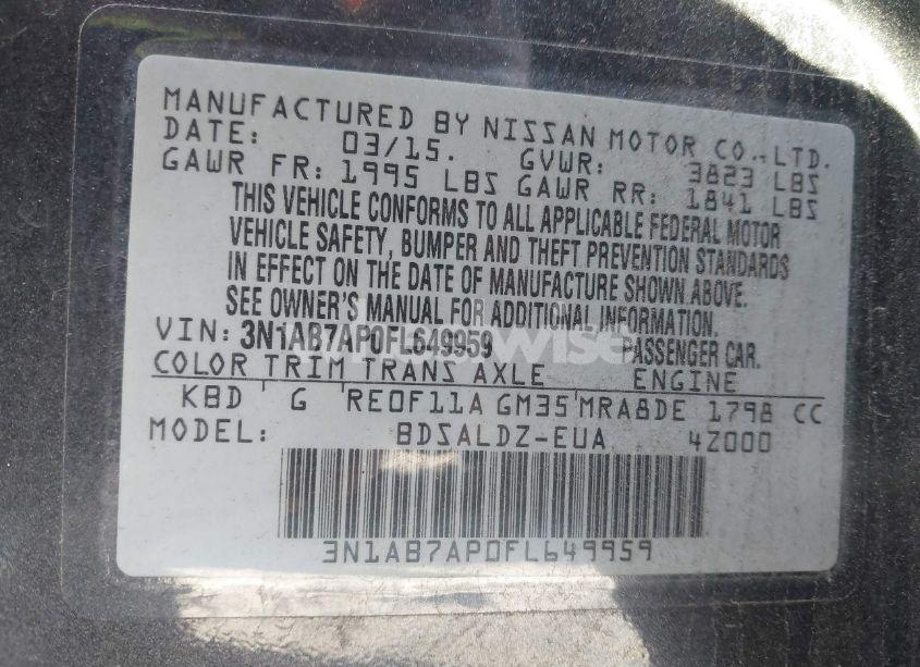 Photo 9 of 2015 Nissan Sentra SV (VIN 3N1AB7AP0FL649959)