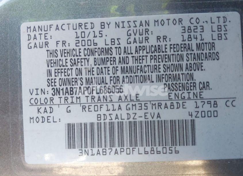 Photo 9 of 2015 Nissan Sentra SV (VIN 3N1AB7AP0FL686056)