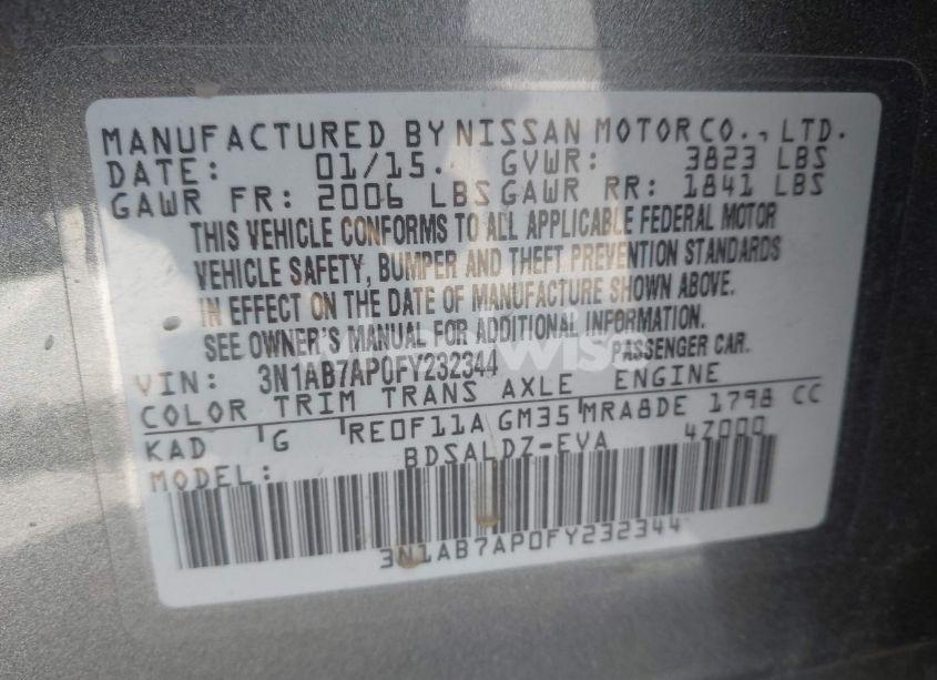 Photo 9 of 2015 Nissan Sentra SV (VIN 3N1AB7AP0FY232344)