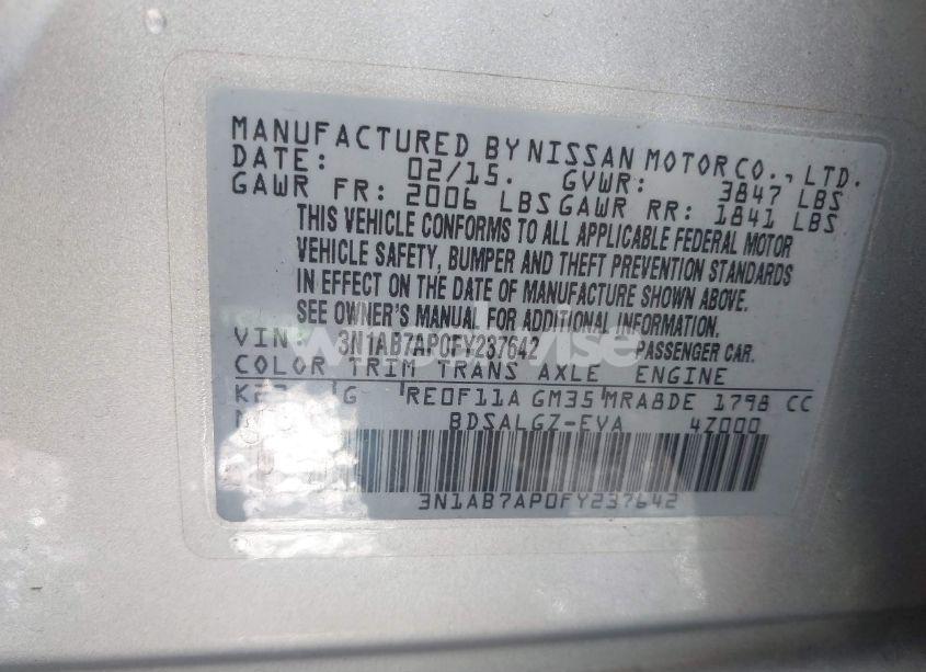 Photo 9 of 2015 Nissan Sentra SL (VIN 3N1AB7AP0FY237642)
